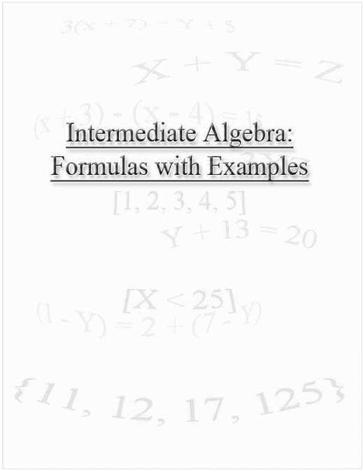 Product picture Intermediate Algebra Formulas with Examples